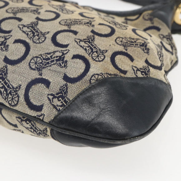 CELINE C Sulky Shoulder Bag Navy Gold Auth 157624