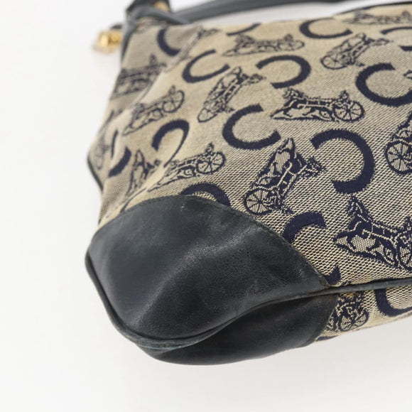 CELINE C Sulky Shoulder Bag Navy Gold Auth 157624