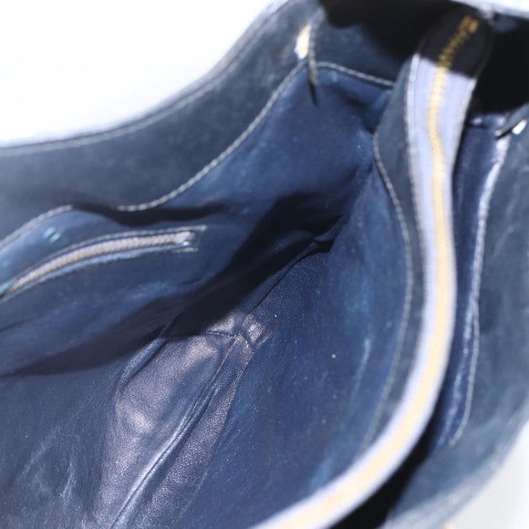 CELINE C Sulky Shoulder Bag Navy Gold Auth 157624