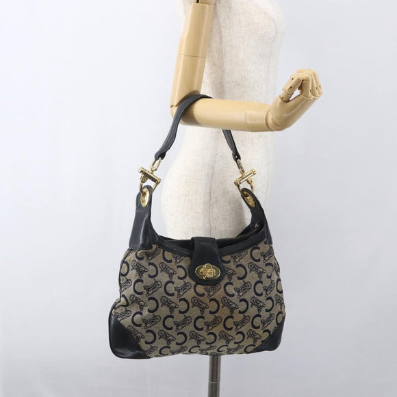 CELINE C Sulky Shoulder Bag Navy Gold Auth 157624