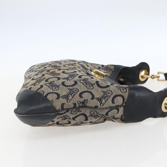 CELINE C Sulky Shoulder Bag Navy Gold Auth 157624