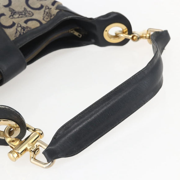 CELINE C Sulky Shoulder Bag Navy Gold Auth 157624