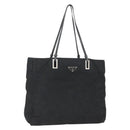 PRADA Tote Bag Nylon Black Silver Auth 157633-1