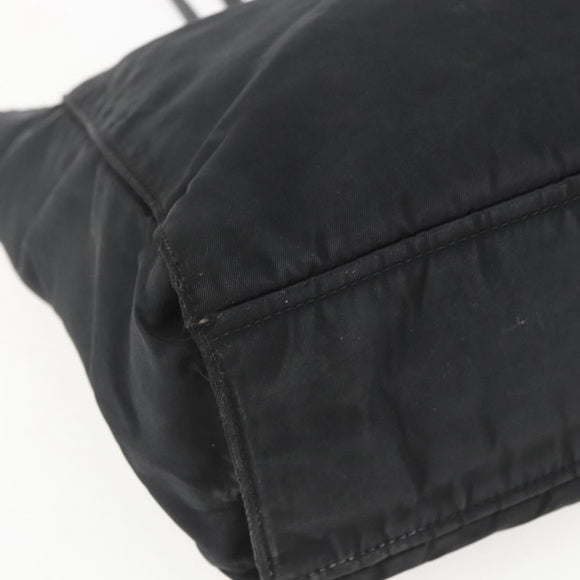 PRADA Tote Bag Nylon Black Silver Auth 157633