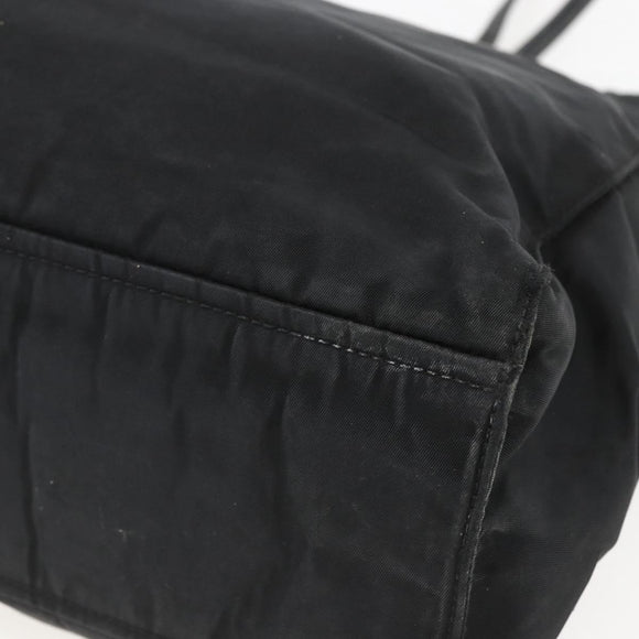 PRADA Tote Bag Nylon Black Silver Auth 157633