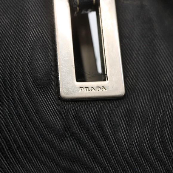 PRADA Tote Bag Nylon Black Silver Auth 157633