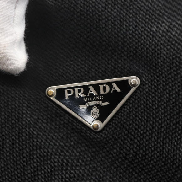 PRADA Tote Bag Nylon Black Silver Auth 157633