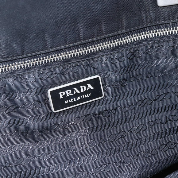 PRADA Tote Bag Nylon Black Silver Auth 157633