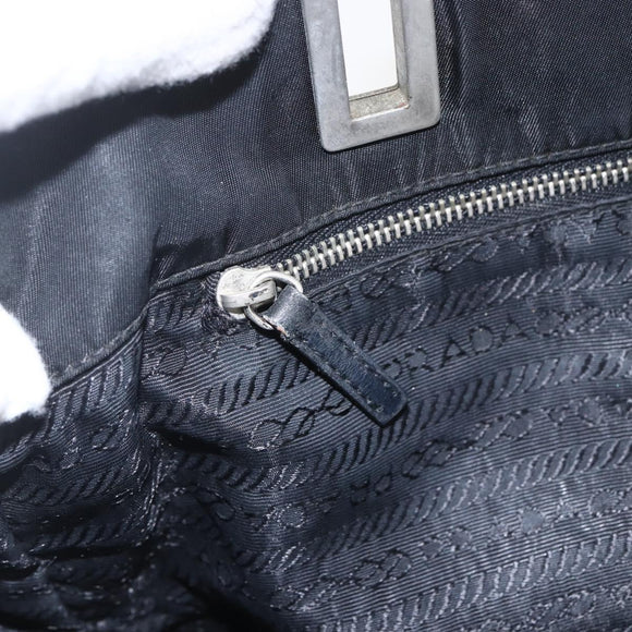 PRADA Tote Bag Nylon Black Silver Auth 157633