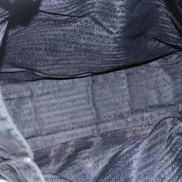 PRADA Tote Bag Nylon Black Silver Auth 157633