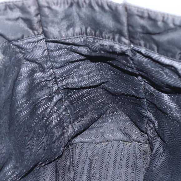 PRADA Tote Bag Nylon Black Silver Auth 157633