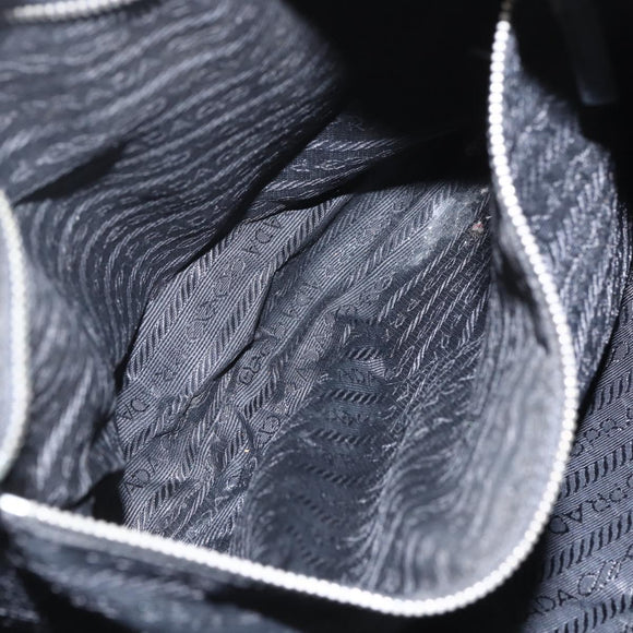 PRADA Tote Bag Nylon Black Silver Auth 157633