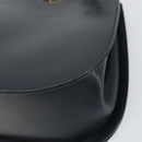 Salvatore Ferragamo Gancini Shoulder Bag Leather Navy Gold Auth 157634-10