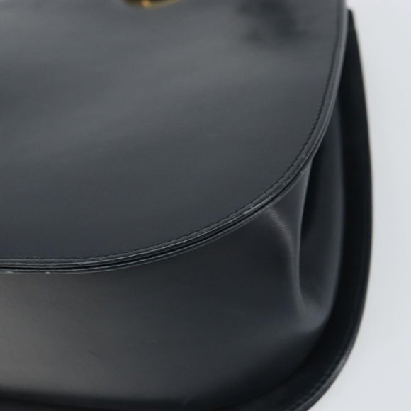 Salvatore Ferragamo Gancini Shoulder Bag Leather Navy Gold Auth 157634