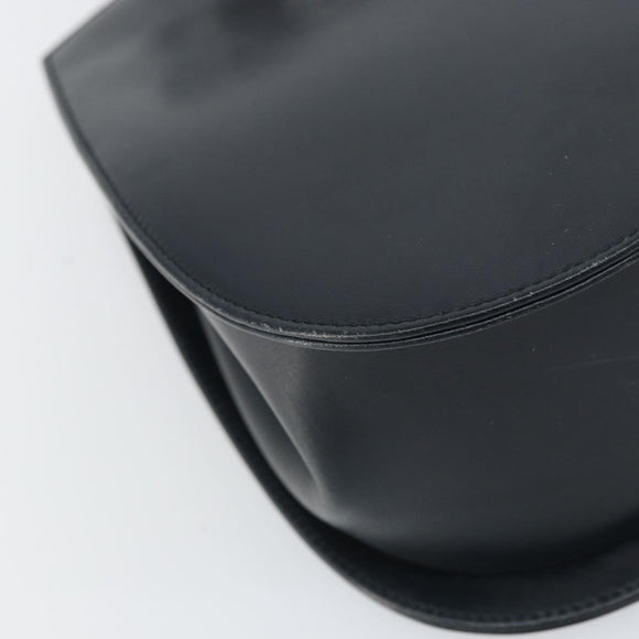 Salvatore Ferragamo Gancini Shoulder Bag Leather Navy Gold Auth 157634