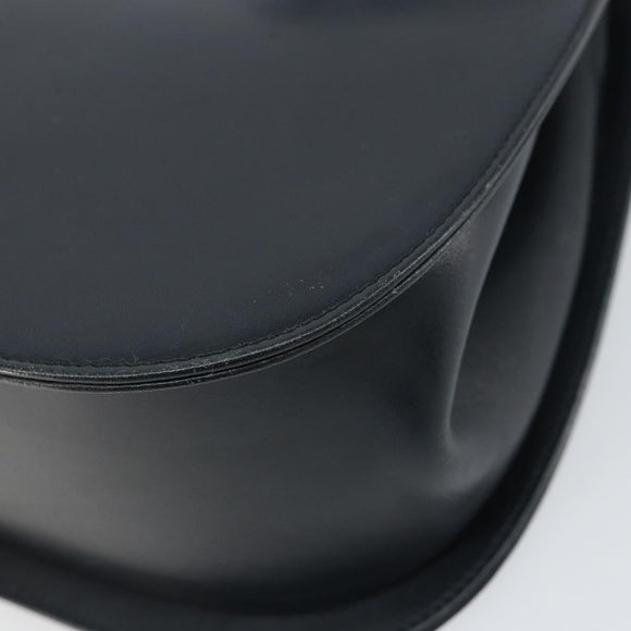 Salvatore Ferragamo Gancini Shoulder Bag Leather Navy Gold Auth 157634