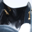 Salvatore Ferragamo Gancini Shoulder Bag Leather Navy Gold Auth 157634-17