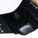 Salvatore Ferragamo Gancini Shoulder Bag Leather Navy Gold Auth 157634-18