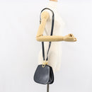 Salvatore Ferragamo Gancini Shoulder Bag Leather Navy Gold Auth 157634-20