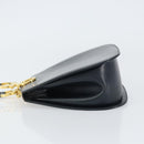 Salvatore Ferragamo Gancini Shoulder Bag Leather Navy Gold Auth 157634-5