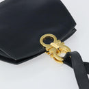 Salvatore Ferragamo Gancini Shoulder Bag Leather Navy Gold Auth 157634-6