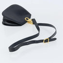 Salvatore Ferragamo Gancini Shoulder Bag Leather Navy Gold Auth 157634-7