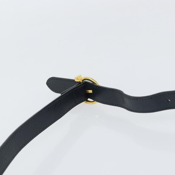 Salvatore Ferragamo Gancini Shoulder Bag Leather Navy Gold Auth 157634