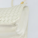 BOTTEGA VENETA INTRECCIATO Shoulder Bag Leather White Gold Auth 157636-9