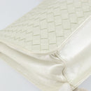 BOTTEGA VENETA INTRECCIATO Shoulder Bag Leather White Gold Auth 157636-14