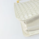 BOTTEGA VENETA INTRECCIATO Shoulder Bag Leather White Gold Auth 157636-16