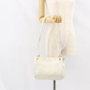 BOTTEGA VENETA INTRECCIATO Shoulder Bag Leather White Gold Auth 157636-25
