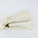 BOTTEGA VENETA INTRECCIATO Shoulder Bag Leather White Gold Auth 157636-4