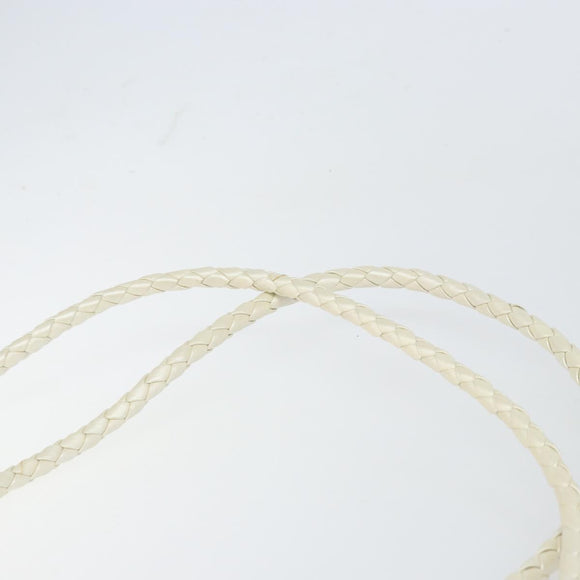 BOTTEGA VENETA INTRECCIATO Shoulder Bag Leather White Gold Auth 157636