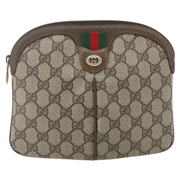 GUCCI GG Supreme Web Sherry Line Bag PVC Beige Gold 904 02 047 Auth 157639 - 0