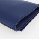 SAINT LAURENT Y line Clutch Bag Leather Blue Gold Auth 157641V-10