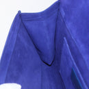 SAINT LAURENT Y line Clutch Bag Leather Blue Gold Auth 157641V-15