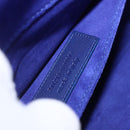 SAINT LAURENT Y line Clutch Bag Leather Blue Gold Auth 157641V-17