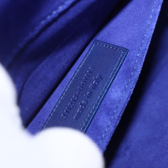 SAINT LAURENT Y line Clutch Bag Leather Blue Gold Auth 157641V