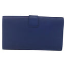 SAINT LAURENT Y line Clutch Bag Leather Blue Gold Auth 157641V-3
