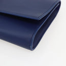 SAINT LAURENT Y line Clutch Bag Leather Blue Gold Auth 157641V-8
