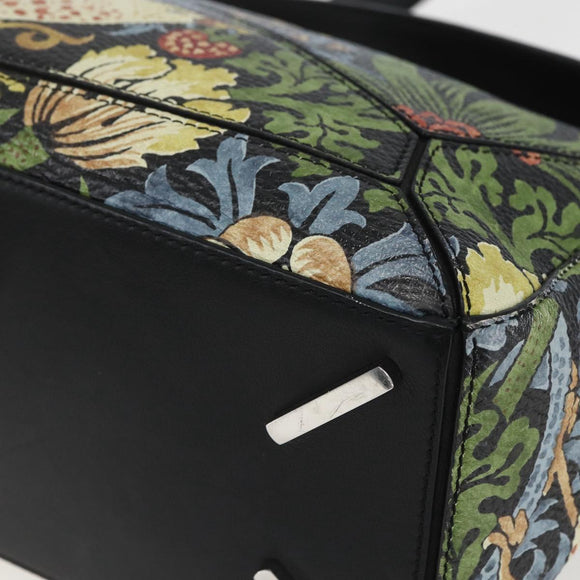 LOEWE Puzzle Hand Bag Leather 2way Navy Silver Auth 157642SM