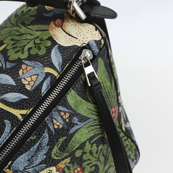 LOEWE Puzzle Hand Bag Leather 2way Navy Silver Auth 157642SM