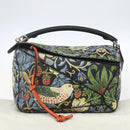 LOEWE Puzzle Hand Bag Leather 2way Navy Silver Auth 157642SM-12