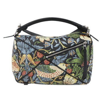 LOEWE Puzzle Hand Bag Leather 2way Navy Silver Auth 157642SM - 0