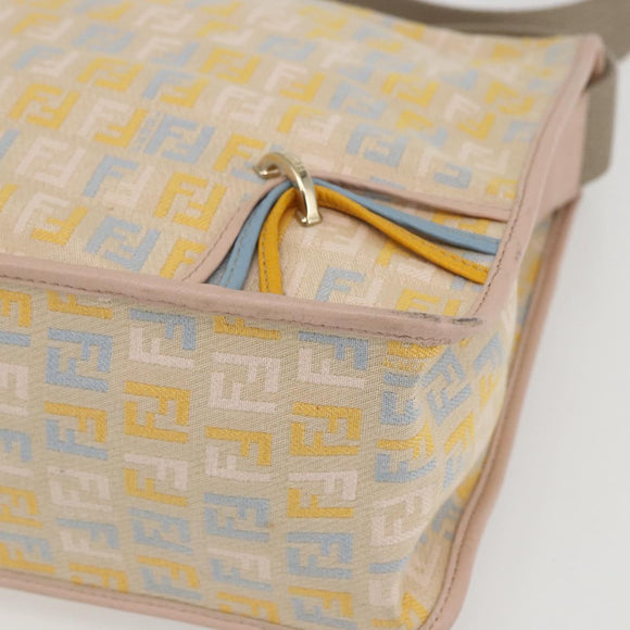FENDI Zucchino Canvas Schultertasche Pink Gold Auth 157643V