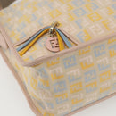 FENDI Zucchino Canvas Shoulder Bag Pink Gold Auth 157643V-14