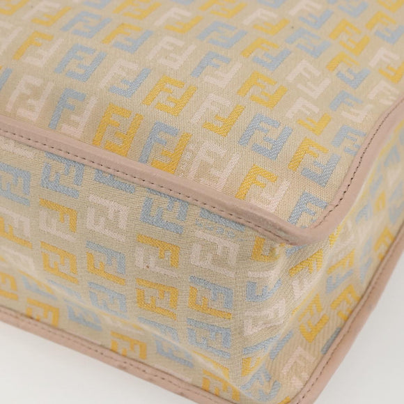 FENDI Zucchino Canvas Shoulder Bag Pink Gold Auth 157643V