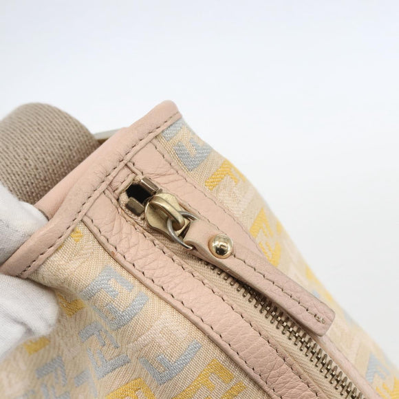 FENDI Zucchino Canvas Schultertasche Pink Gold Auth 157643V