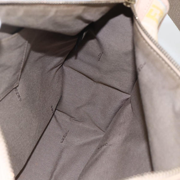 FENDI Zucchino Canvas Shoulder Bag Pink Gold Auth 157643V