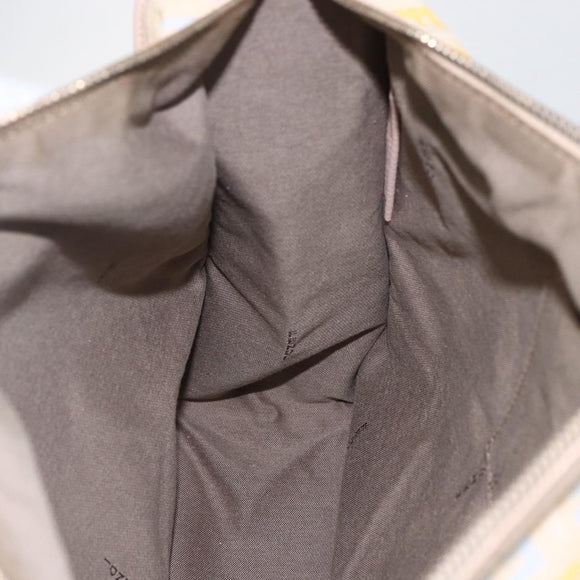 FENDI Zucchino Canvas Shoulder Bag Pink Gold Auth 157643V